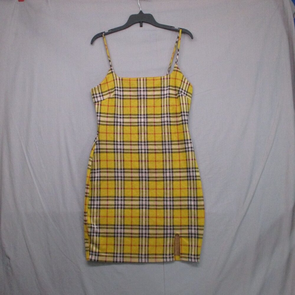 Papaya Spaghetti Strap Bodycon Plaid Yellow Women Size‎ | XS - Picture 2 of 10